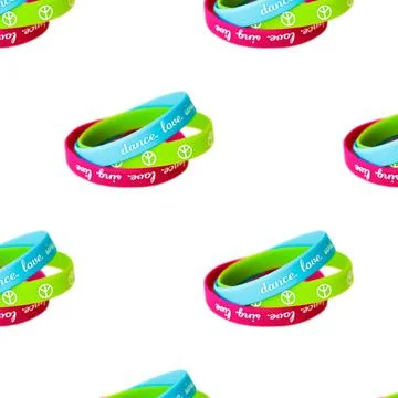 Seamless pattern with colored bangles isolated on white. Stock Illustration