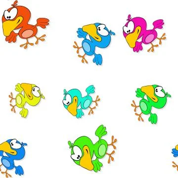 Seamless pattern with colored birds Stock-Illustration