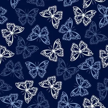 Seamless pattern with colored butterflies. Vector illustration Stock Illustration
