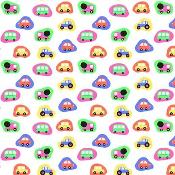 Seamless pattern with colored cars for a boy Stock Illustration