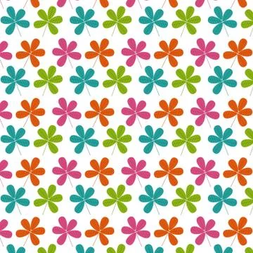 Seamless pattern colored cute flowers natural design Illustrazione stock