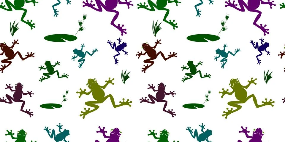 The seamless pattern with colored frog's Stock Illustration