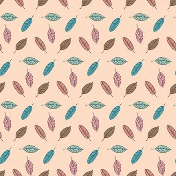 Seamless pattern colored hand drawn leaf foliage for textile wallpaper packag イラスト素材