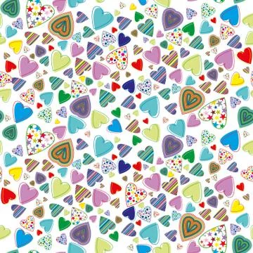 Seamless pattern with colored hearts Stock Illustration