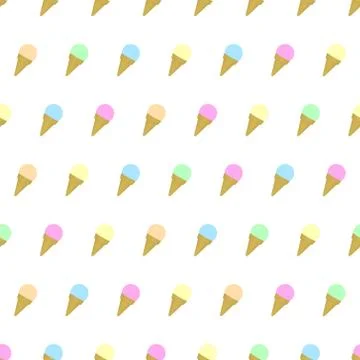 Seamless pattern colored ice cream background with template in swatches Stock Illustration