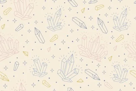 Seamless pattern with colored linear crystals on a beige background vector Stock Illustration