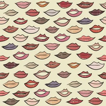 Seamless pattern with colored lips. Stock Illustration