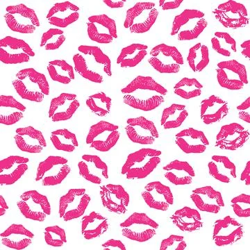 Seamless pattern with colored lipstick kisses. Imprints of lipstick, prints Stock Illustration