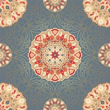 Seamless pattern with colored mandalas Stock Illustration