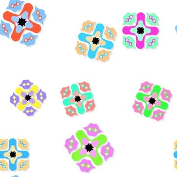 Seamless pattern with colored ornaments on white Illustrazione stock