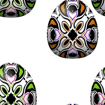 Seamless pattern with colored patterned Easter eggs Illustrazione stock