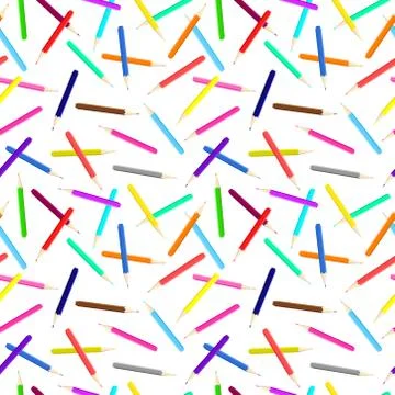 Seamless pattern with colored pencils. Children's bright pattern. Stock Illustration