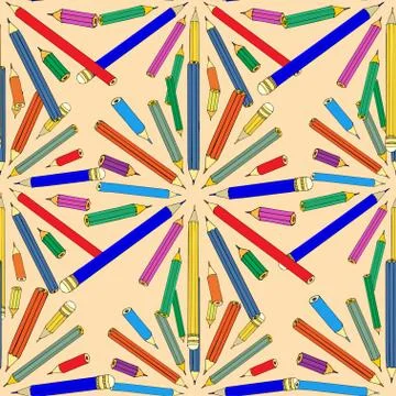 Seamless pattern with colored pencils Illustrazione stock