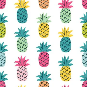Seamless pattern with colored pineapples Stock Illustration