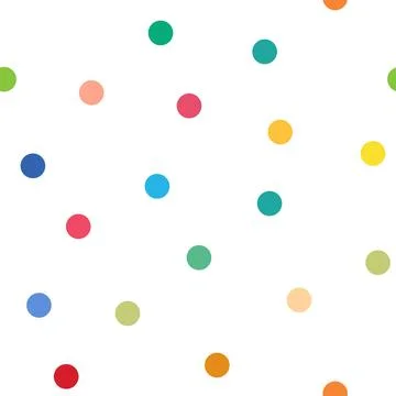 Seamless pattern of colored polka dots on a white background. Stock Illustration