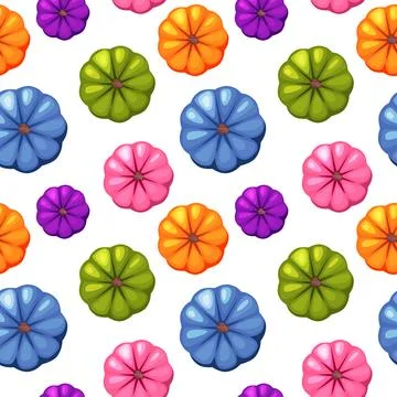 Seamless pattern colored pumpkins for wallpaper, game design. Stock Illustration