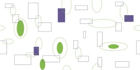 Seamless pattern from colored rectangles and elipses. Vector illustration. Stock Illustration