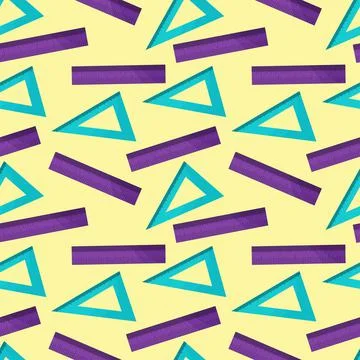 Seamless pattern with colored rulers, triangular with divisions. Divisions for Stock Illustration