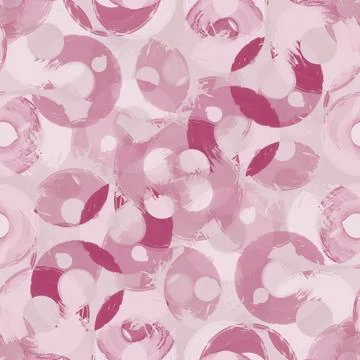 Seamless pattern colored semi-rings paint brush strokes burgundy, pink Stock Illustration