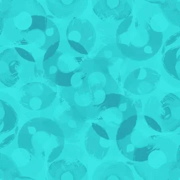 Seamless pattern colored semi-rings paint brush strokes turquoise, celeste Stock Illustration