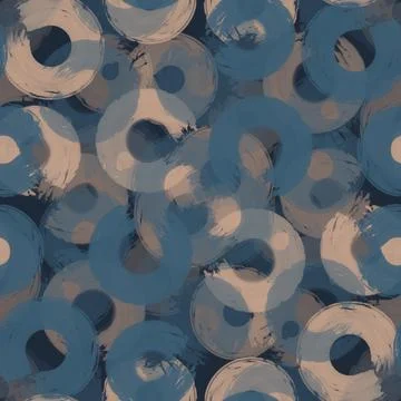 Seamless pattern colored semi-rings paint brush strokes,gray,rosybrown Stock Illustration