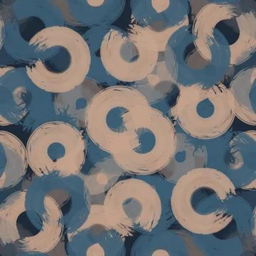 Seamless pattern colored semi-rings paint brush strokes,gray,rosybrown Stock Illustration