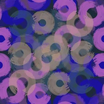 Seamless pattern colored semi-rings paint brush strokes,lilac,blue Stock Illustration