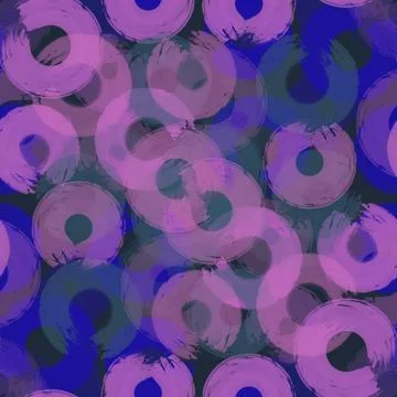 Seamless pattern colored semi-rings paint brush strokes blue, pink Stock Illustration