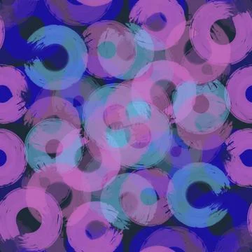 Seamless pattern colored semi-rings paint brush strokes,blue, pink Stock Illustration