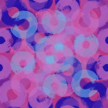 Seamless pattern colored semi-rings paint brush strokes,lilac,blue Stock Illustration