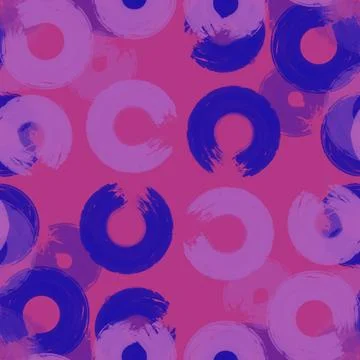 Seamless pattern colored semi-rings paint brush strokes,lilac,blue Stock Illustration