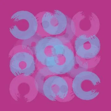 Seamless pattern colored semi-rings paint brush strokes blue, pink Stock Illustration