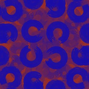 Seamless pattern colored semi-rings paint brush strokes blue, red Stock Illustration