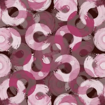Seamless pattern colored semi-rings paint brush strokes burgundy, pink Stock Illustration