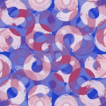 Seamless pattern colored semi-rings paint brush strokes,pink,azure Stock Illustration
