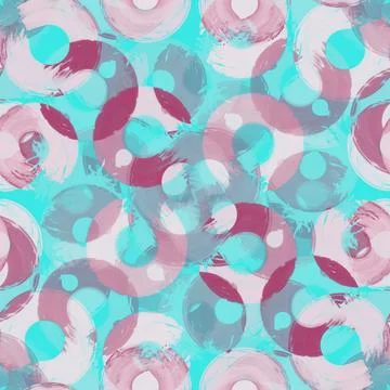 Seamless pattern colored semi-rings paint brush strokes,turquoise,rosybrown Stock Illustration