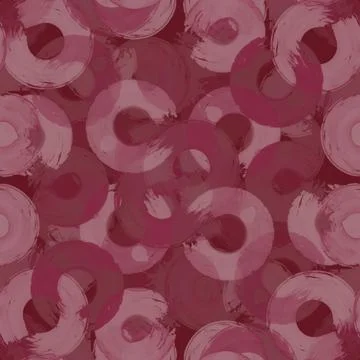 Seamless pattern colored semi-rings paint brush strokes burgundy,pink Stock Illustration