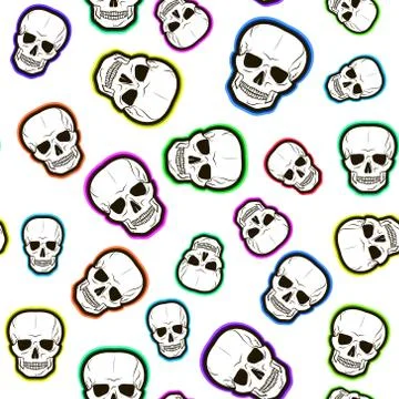 Seamless pattern of colored skulls. vector illustration Stock Illustration