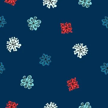 Seamless pattern with colored snowflakes. Winter, Christmas, New Year concept Stock Illustration