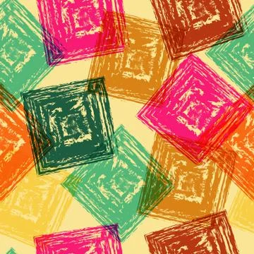 Seamless pattern of colored squares from brush strokes for backgrounds and te Stock Illustration