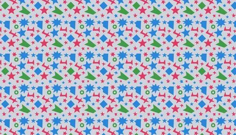 Seamless pattern with colored stars and confetti. Vector illustration. Illustrazione stock