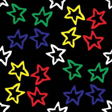 Seamless pattern with colored stars Stock Illustration