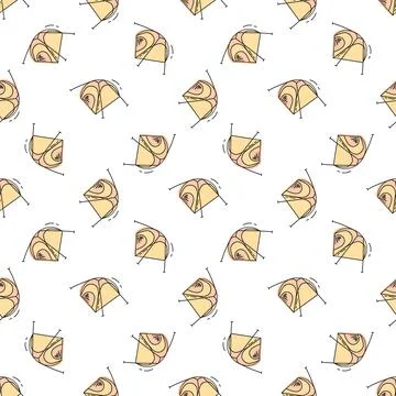Seamless pattern with colored travel camping tent doodle outline vector Stock Illustration