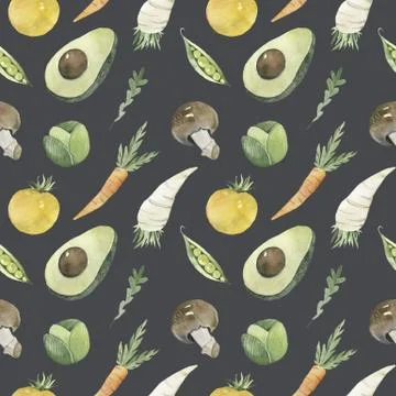 Seamless pattern with colored vegetables. illustration for your design Illustrazione stock