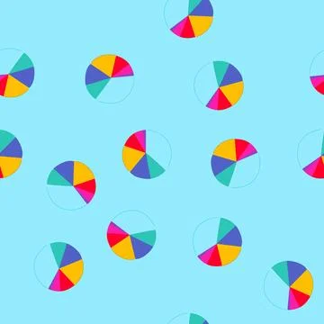 Seamless pattern colorful 3d pie chart analyzing business data statistics Stock Illustration