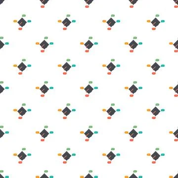Seamless pattern with colorful abstract connect graduation caps Stock Illustration