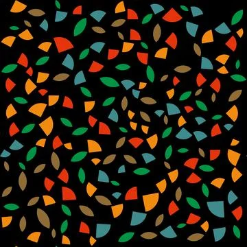 Seamless pattern with colorful abstract geometric shapes on a black backgroun Stock Illustration