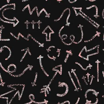 Seamless pattern with colorful abstract illustrations of hand drawn arrows an Stock Illustration