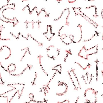Seamless pattern with colorful abstract illustrations of hand drawn arrows and Stock Illustration
