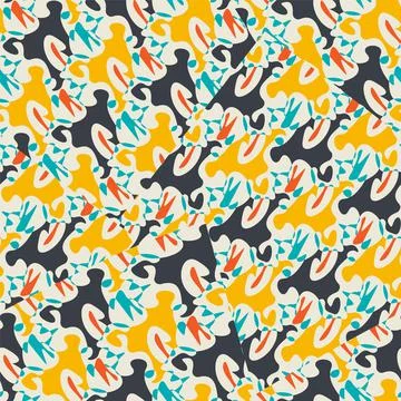 Seamless pattern with colorful abstract repeat shapes  Stock Illustration